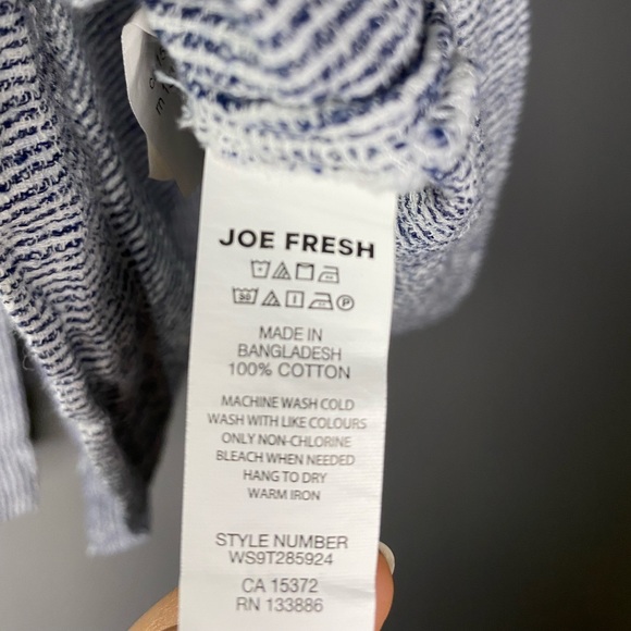 [S] Joe Fresh Striped Linen Button Down Skirt with Pockets | Blue/White - Picture 4 of 5